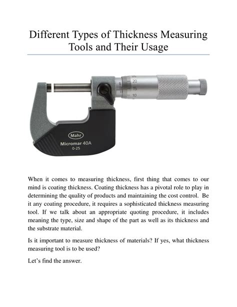 thickness measurement ppt|Different Types of Thickness Measuring Tools and .